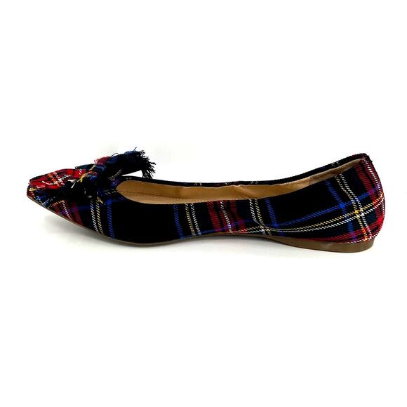 J.CREW Lottie Tartan Plaid Bow Pointed Flats - Picture 4 of 7